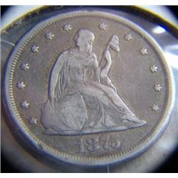 XTREMELY RARE 1875 Carson City 20 Cent Liberty Coin, Only 133,290 Minted