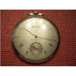 VINTAGE GRUEN VERITHIN PRECISION POCKET WATCH! RUNS GREAT, NO DAMAGE