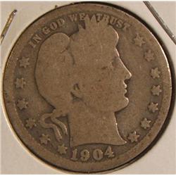 1904-O Silver Barber Quarter
