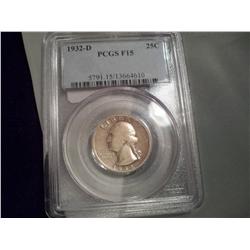 1932-D PCGS F-15 Silver Washington Quarter