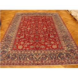 MAGIC FLYING CARPET, PERSIAN ISFAHAN, 9.4'X13.4' HANDMADE