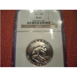 1957 Silver Franklin Half Dollar, PF65