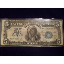 1899 Indian Chief $5 Silver Certificate