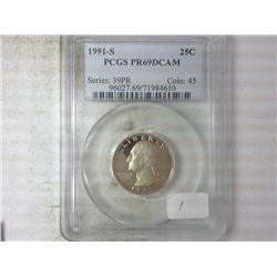 1991-S WASHINGTON QUARTER PCGS PR69DCAM