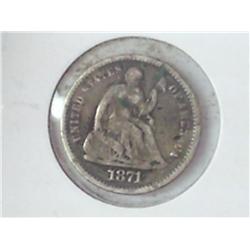 1871 SEATED LIBERTY HALF DIME