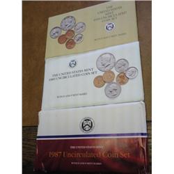 1987, 89 & 90 US MINT SETS (UNC) P/D, 3 SETS