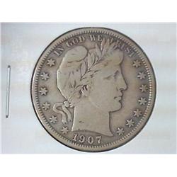 1907-D BARBER HALF DOLLAR (FINE++)