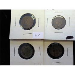 1904, 05, 07 & 08 INDIAN HEAD CENTS