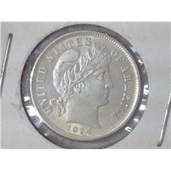 1914-D BARBER DIME (UNC)