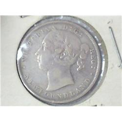 1896 NEW FOUNDLAND TWENTY CENTS (VERY FINE)