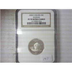 2005-S SILVER KANSAS QUARTER NGC PF70 ULTRA CAMEO
