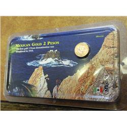 1945 MEXICO GOLD 2 PESOS (UNC) 1.66 GRAMS