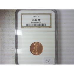 1993 LINCOLN CENT NGC MS67RD