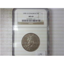 1989-D CONGRESS HALF NGC MS69