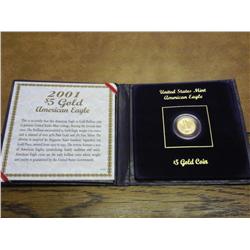 2001 US $5 GOLD COIN 1/10 OZ GOLD (UNC)