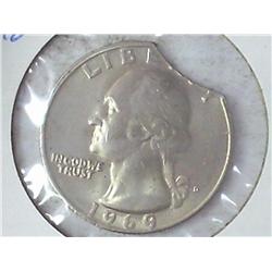 ERROR 1969-D CLIPPED PLANCHET QUARTER