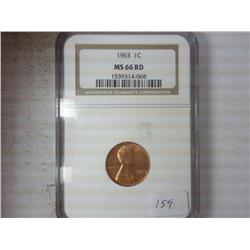 1963 LINCOLN CENT NGC MS66RD