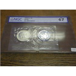 1972-S IKE SILVER DOLLAR NGC MS67 (BLUE PACK)
