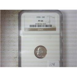 1955 ROOSEVELT DIME NGC PF66