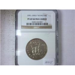 1991-95-P WWII HALF DOLLAR NGC PF69 ULTRA CAMEO