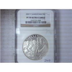 2007-P JAMESTOWN SILVER DOLLAR NGC PF70 ULTRA CAM