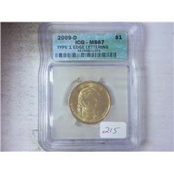 2009-D TYLER DOLLAR ICG MS67