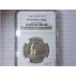 1986-S LIBERTY HALF DOLLAR NGC PF69 ULTRA CAMEO