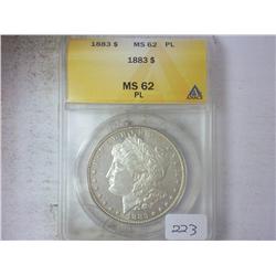 1883 MORGAN SILVER DOLLAR ANACS MS62PL