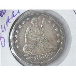 1854 SEATED LIBERTY QUARTER (VERY FINE)
