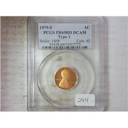 1979-S TYPE I LINCOLN CENT PCGS PR69RD DCAM