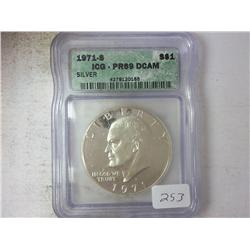 1971-S SILVER IKE  DOLLAR ICG PR69DCAM