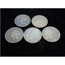 5 FULL LIBERTY INDIAN HEAD CENTS