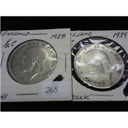 1928 & 29 GREAT BRITAIN HALF CROWNS