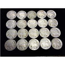 20 ASSORTED 1920'S BUFFALO NICKELS