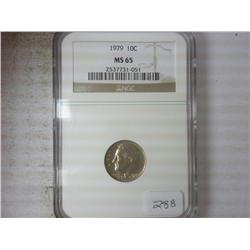 1979 ROOSEVELT DIME NGC MS65