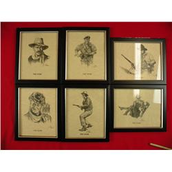 8"x10" Framed John Wayne Movie Illustrations