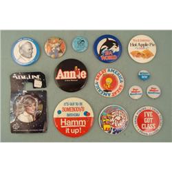 14 Vintage Buttons Collection Bozo Pope Theme Park Beer