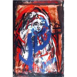 Jimmy Locca, Femme a la cape, Oil Painting