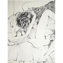 Knox Martin, Lovers, Pen and Drawing