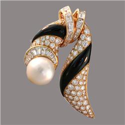 Mauboussin, Looped Swag Diamond and Pearl Pin