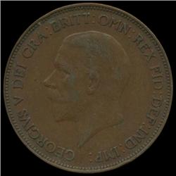 1929 British George V Penny XF (COI-7160)
