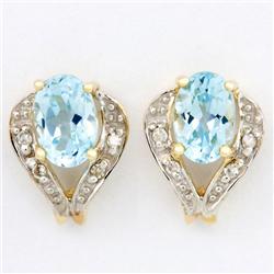 1.28ct Natural Bl Topaz Diamond 9k Gold Earrings (JEW-9209X)