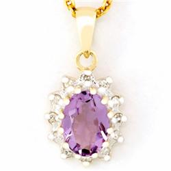 1.07ct Natrl Amethyst 12 Diamond 9k Gold Pendant (JEW-9260X)