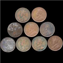 1911-1920 Canada 1c Higher Grade 9 Pcs (COI-8277)