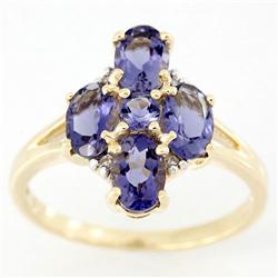 2.16ct Genuine Natrl Iolite Diamond 9k Gold Ring (JEW-9403X)
