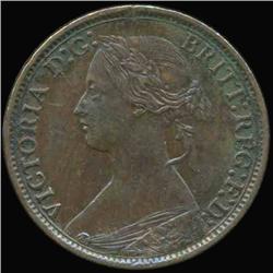 1866 British Victoria Farthing AU (COI-7232)