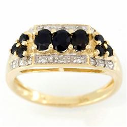 1.50ct Blk Sapphire 18 Genuine Diamond 9k Gold Ring (JEW-9388X)