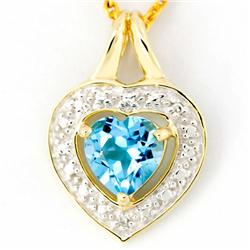 1.05ct Swiss Bl Topaz Diamond 9k Gold Pendant (JEW-9298X)