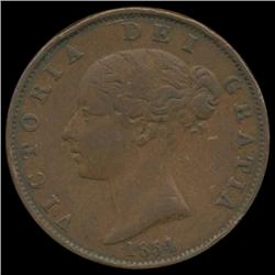 1853 Victoria Halfpenny Hi Grade (COI-7140)