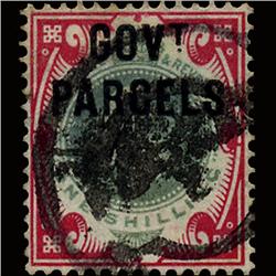 1887 GB 1s Green Carmine Used Official Stamp  (STM-1557)